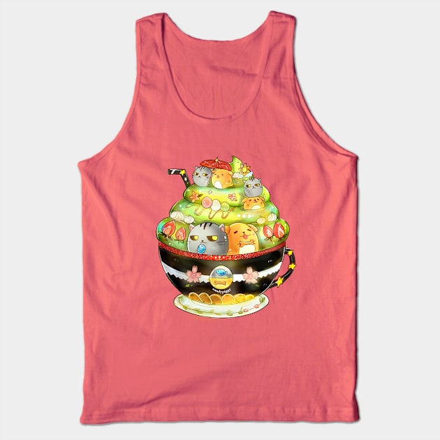 Cat & Dog Green Tea Latte Tank Top by candypiggy